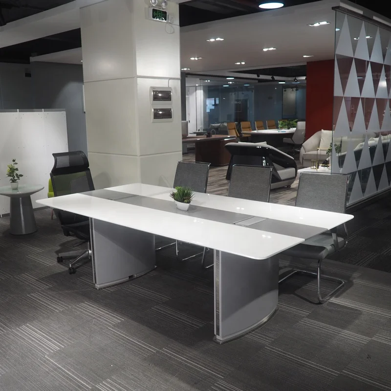 Design Boardroom Furniture Office Business  Room Table and Chair Luxury Wood and Leather Customize Craft Paint Conference desk