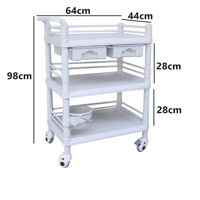 Hot selling Abs Portable Hospital Medicine Plastic With Drawers Bucket Hospital Trolley