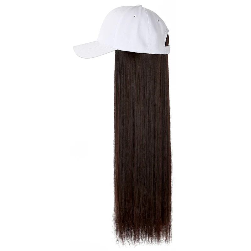 Wholesale Fashion Ladies Girl Women Synthetic Long Straight Wig hair One-piece fashion hat Baseball Cap Wig