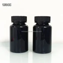 5oz 150cc 150ml PET Black Supplement Container Healthcare Products Plastic Bottle Calcium Tablet Powder Capsule Pill Bottle