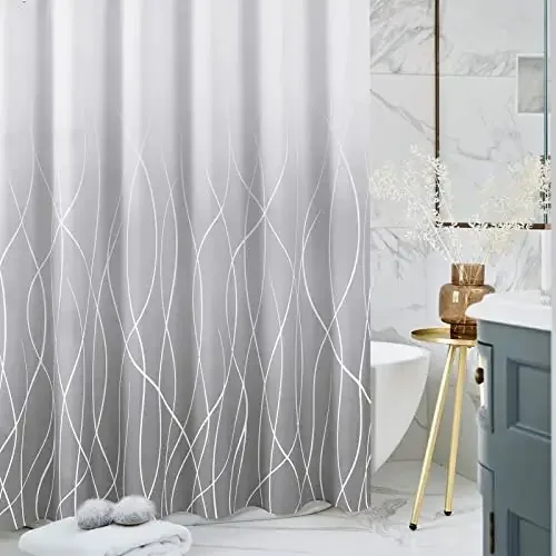 2022 Amazon hot sell Stripe Fabric Water Repellent Modern Shower Curtains for Bathroom