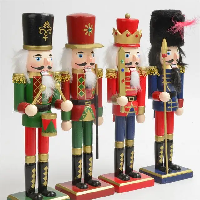 New Product Red Blue Green Hand Painted Puppet Wooden Toys Craft Ornaments Gifts Soldier Christmas Nutcracker
