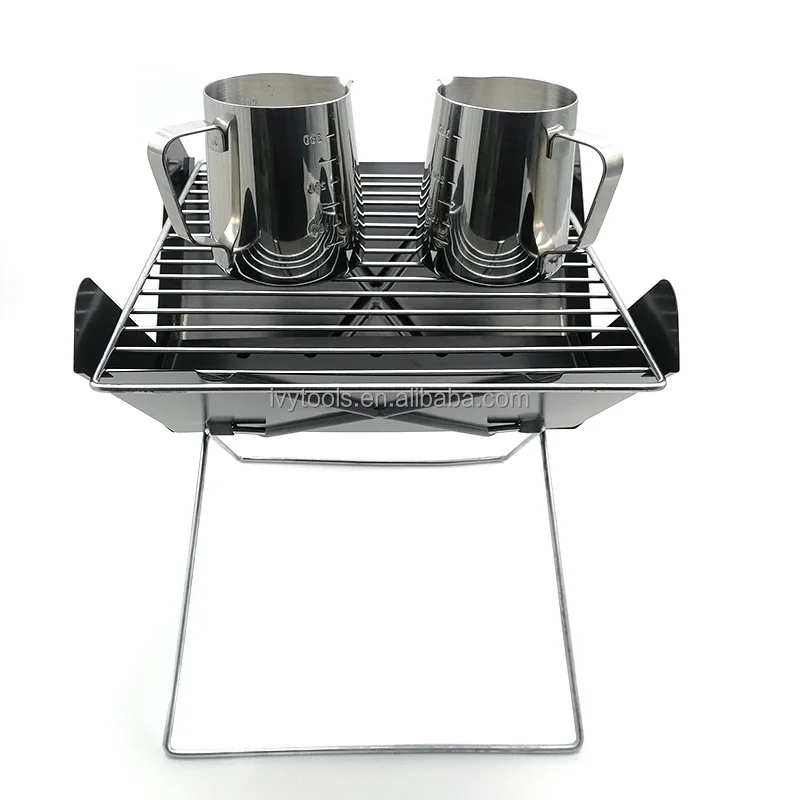 Outdoor Charcoal Stove Foldable BBQ Grill Stainless Steel Portable Stove Camping Grill Rack For Pot Meat Coffee Water