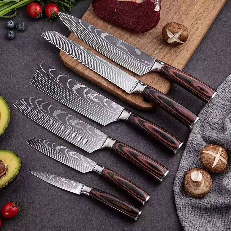 Hot selling Japanese kitchen knife set accessory stainless steel chef knife professional resin handle kitchen knives set