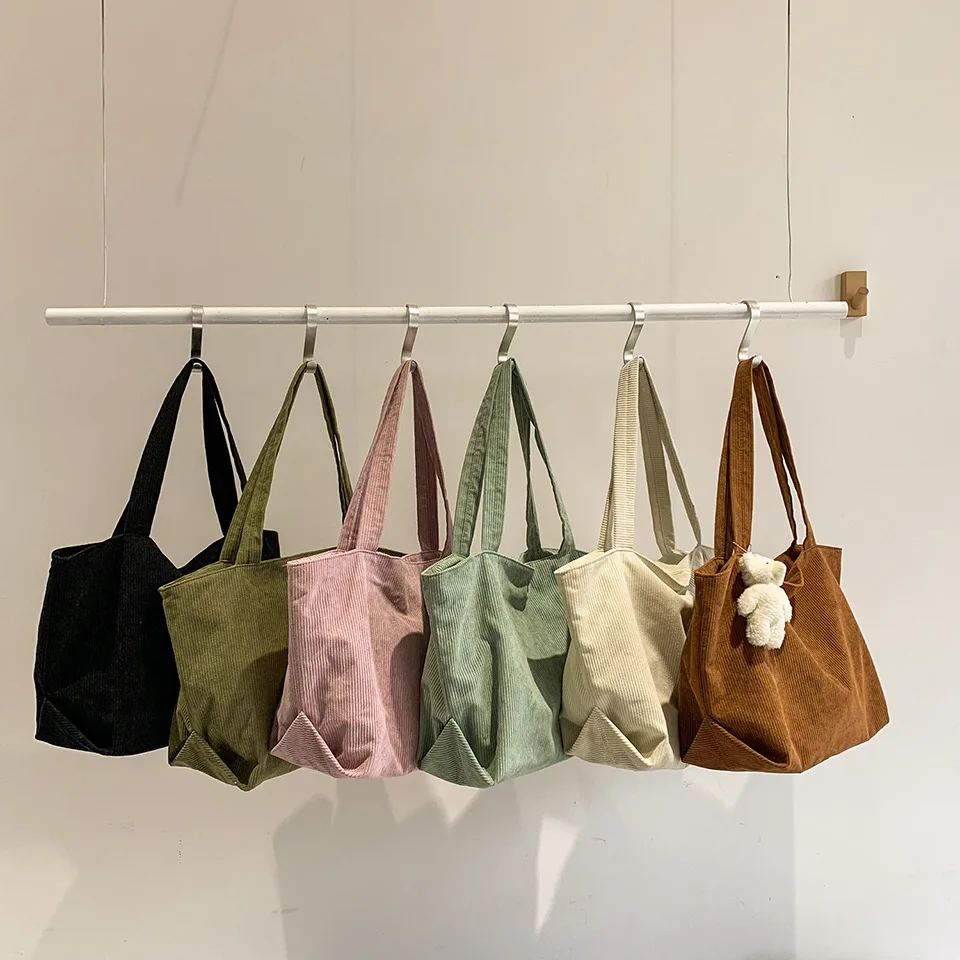 Wholesale High-capacity Portable Reusable Custom Shopping Corduroy Tote Bag
