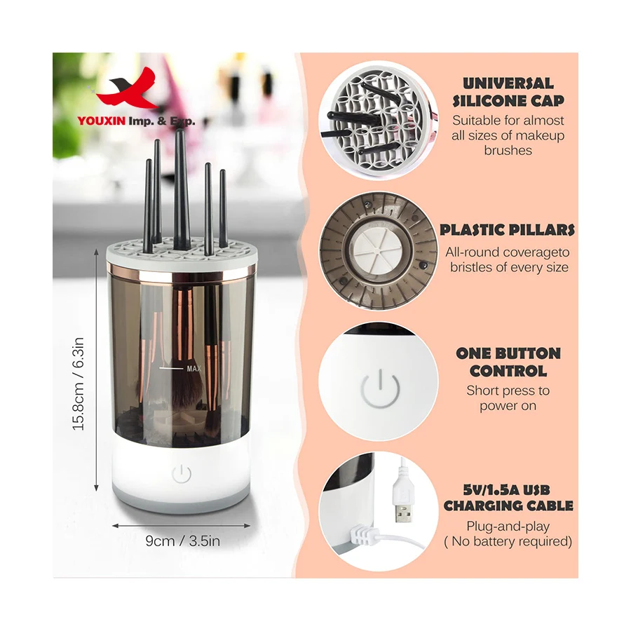 Private label automatic electric ultrasonic makeup brush cleaner and dryer machine