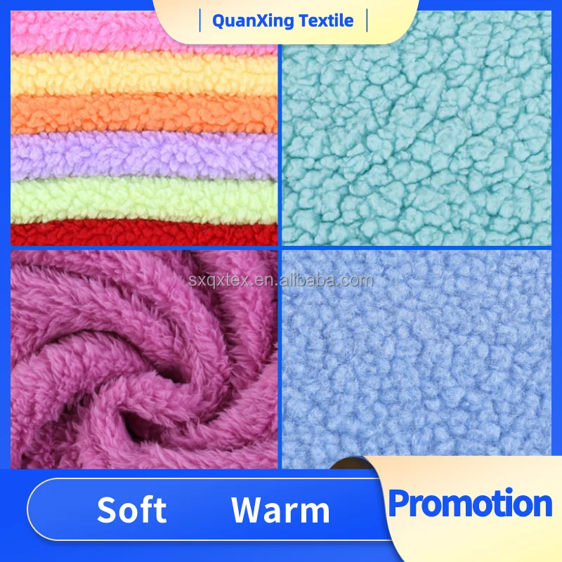 Customized Boucle Curly Faux Fur Sherpa Teddy Fleece Fabric For Home Textile