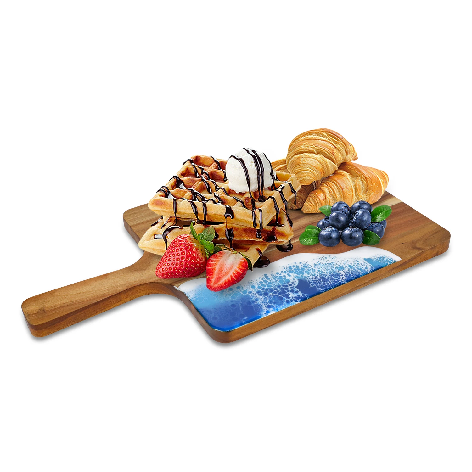 Charcuterie Board Cheese Boards & Party Serving Tray Meat Fruit Cheese Dessert Chopping Serving with Ocean Epoxy Resin