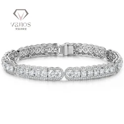 Vanos Fine Jewelry High Quality Certified 18k White Gold HPHT Round Shape Real CVD Lab Grown Diamond Tennis Bracelet For Sale