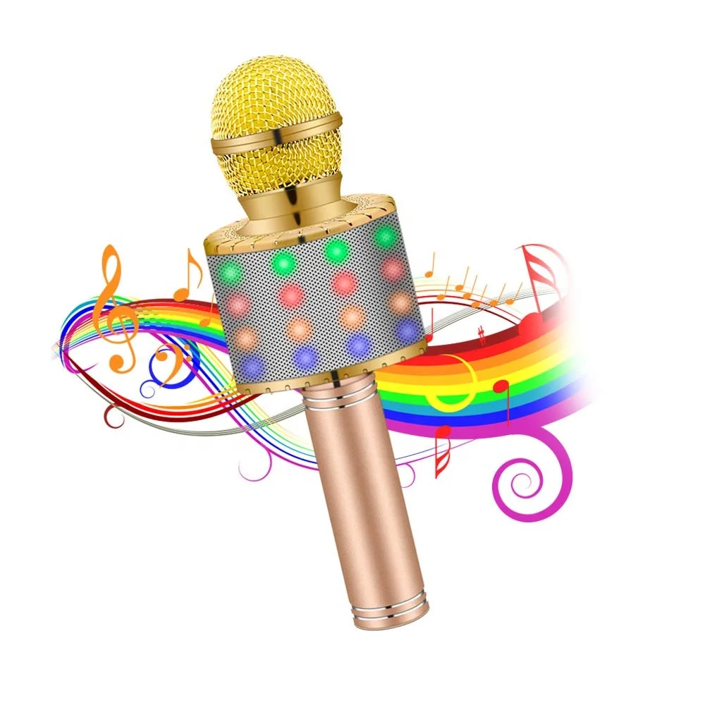 Беспроводной домашний микрофон для караоке WS858L, USB, TF-карта, FM-радио со светодиодной подсветкой для дискотеки, Беспроводной студийный микрофон