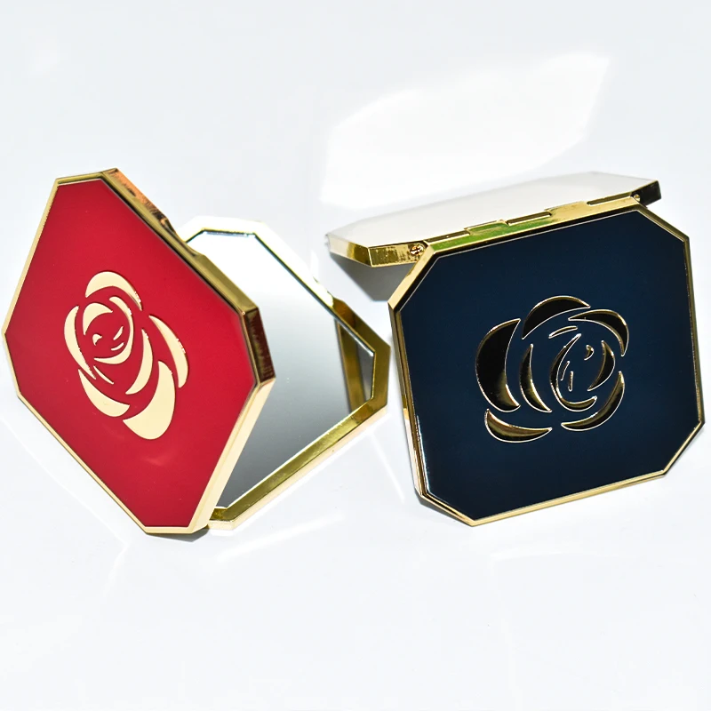 Promotional Gifts Portable Red Green Mirror Hard soft Enamel Foldable Pocket Make Up Mirror For Souvenirs Pocket Mirror