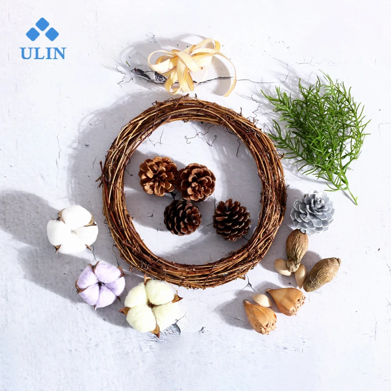 
DIY Handmade rattan flower wreath Dried flower and artificial flower Mixed materials set 