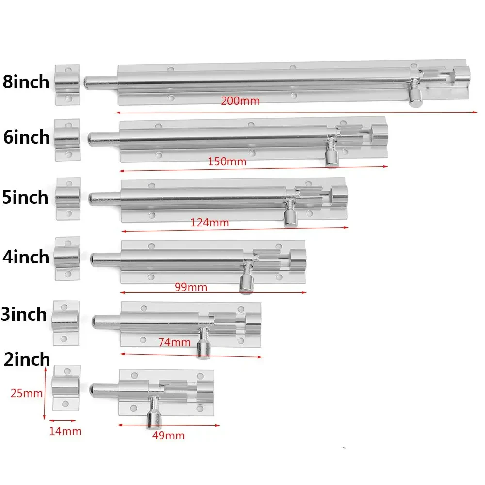 Gate Bolt Stainless Steel Door Lock Latch Bathroom Toilet Shed Latches Security Slide Bolt Thickened Double Door Bolt