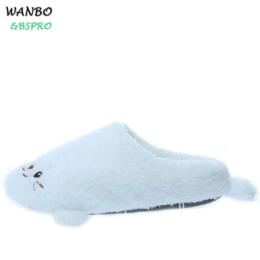 
BSPRO #CHPS0303 plush seal cute household indoor keep warm snow white shoes 