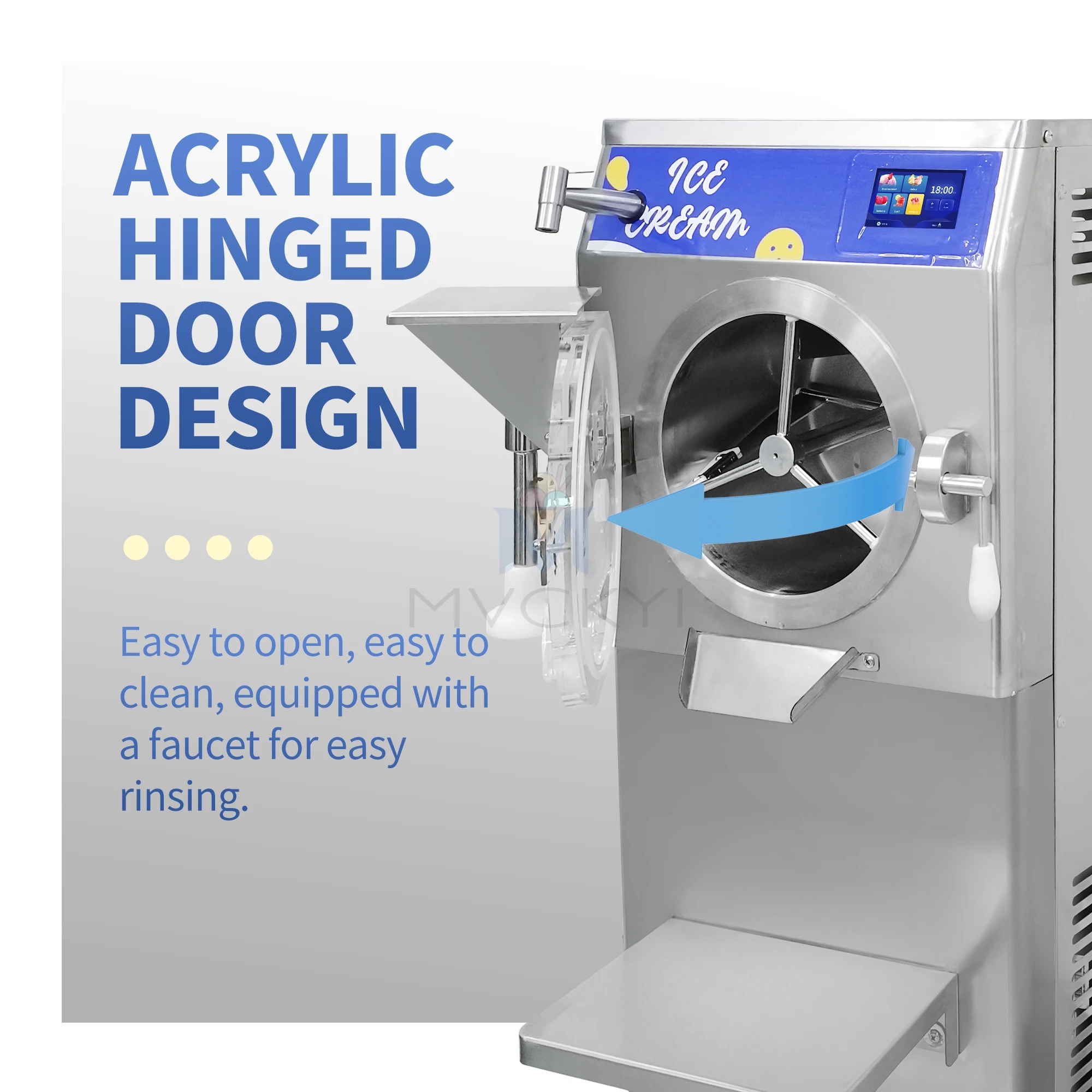 Mvckyi factory price 5 Program Batch Freezer 48L/H Artisan Spaghetti-eis Ice Cream Maker Machine Acai bowl Snack Equipment
