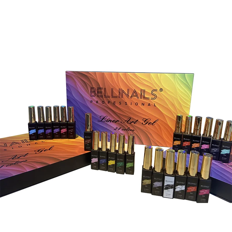 Лидер продаж от частного бренда Bellinails, УФ-Гель-лак для ногтей, лайнер для дискотеки, гель-лайнер для дизайна ногтей, набор из 24 цветов