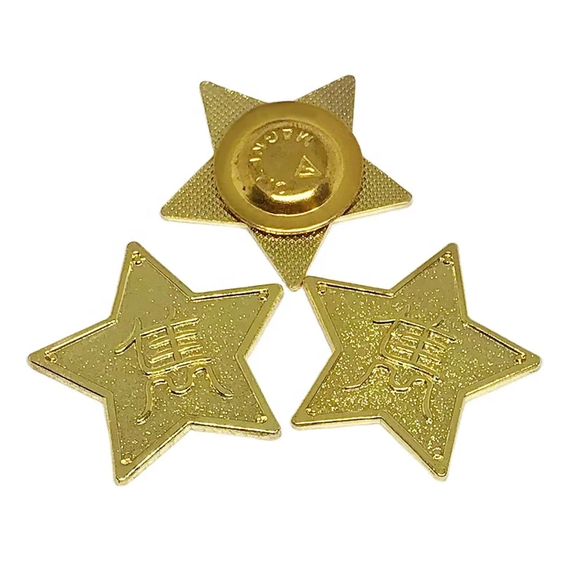 Personalized metal custom star gold lapel pin with magnet on the back button badge company emblem