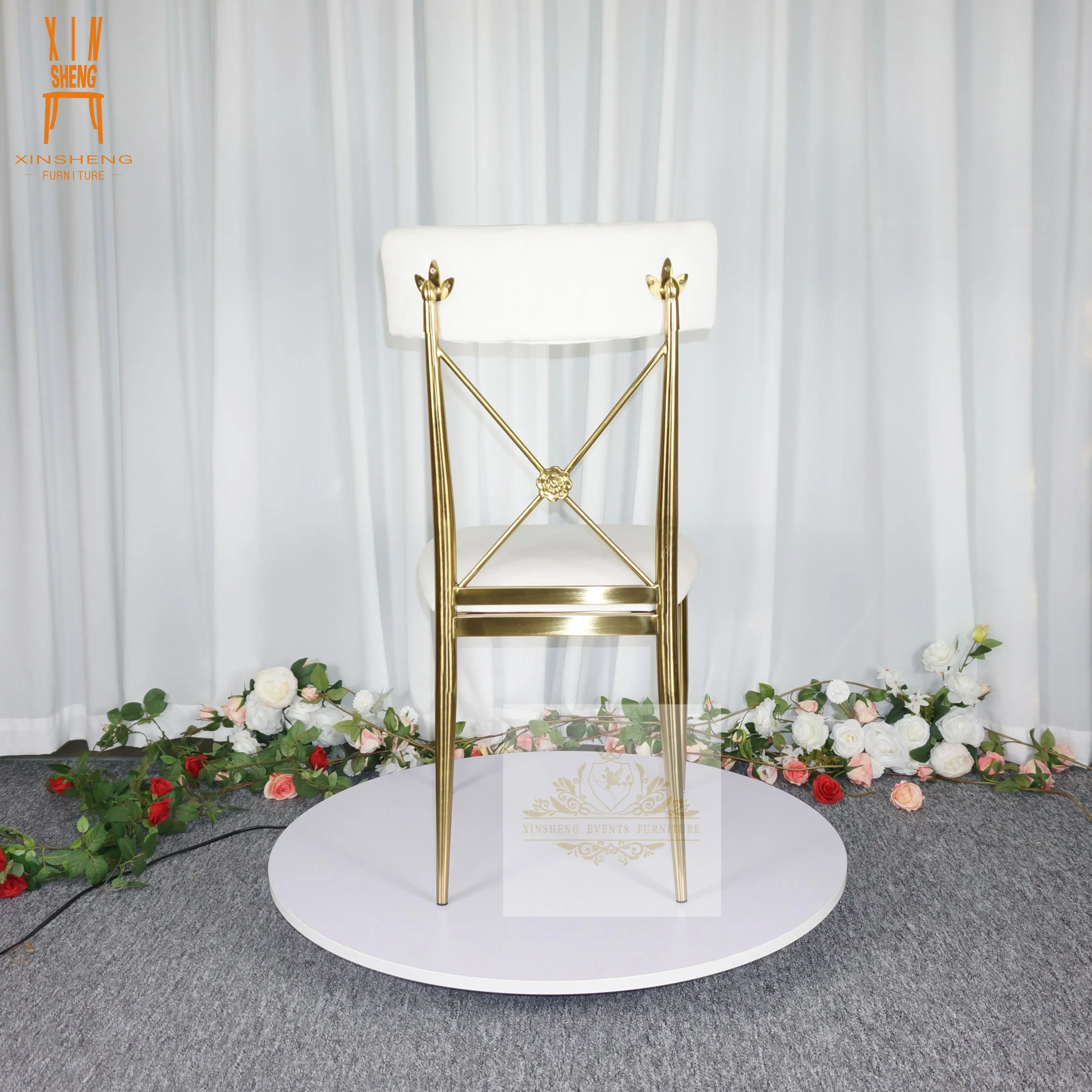Royal event stainless Steel banquet exchangeable back wedding Chair