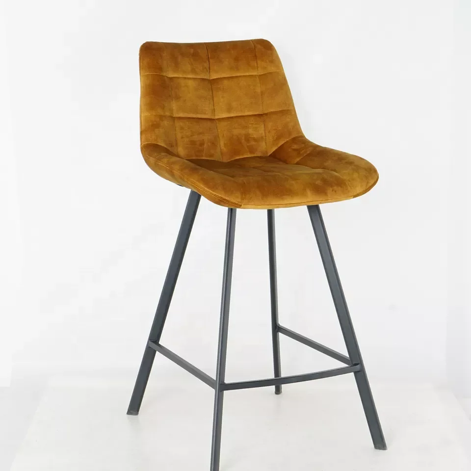 2022 Modern Velvet Fabric Fashion Design Bar Chair Bar Stools with Back