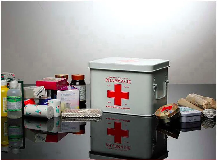 Household metal products home living room iron medicine cabinet storage custom logo first aid kit oem odm pill box