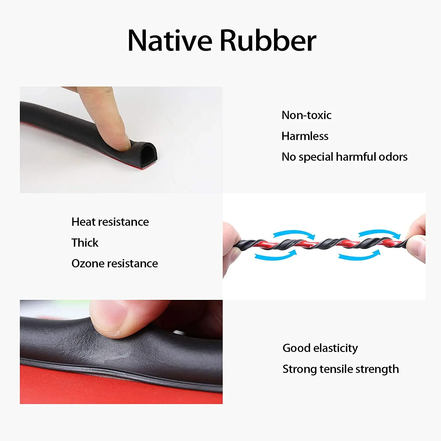 D-Shape Car Door Rubber Seal Strip,Black Automotive Weather Stripping with Self-Adhesive to Reduce Noise and Water-Leaking