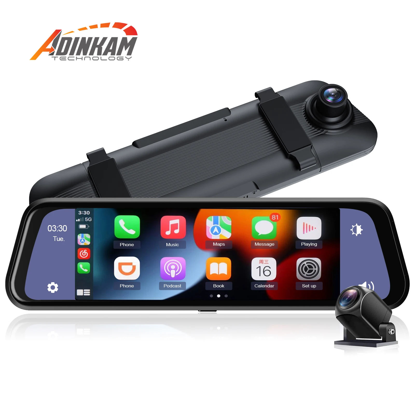 9 66 дюймов беспроводной Carplay сенсорный экран камера переднего HDR1080P с FHD1080P зеркало заднего вида видеорегистратор видеозаписывающее устройство