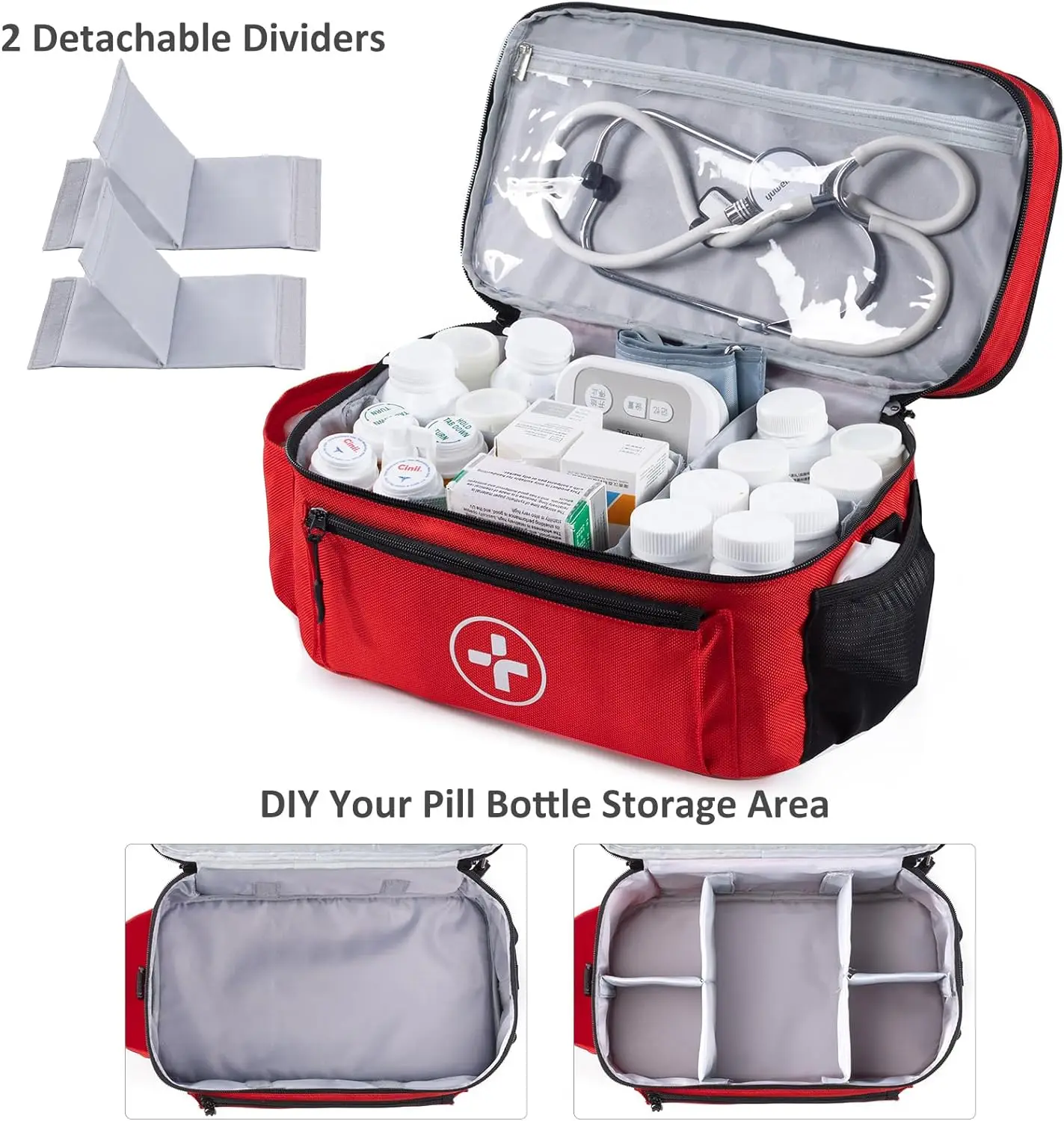 Functional Pockets  Empty Travel Medicine Bag Organizer Storage Pill Bottle Organizer Storage  First Aid Kit