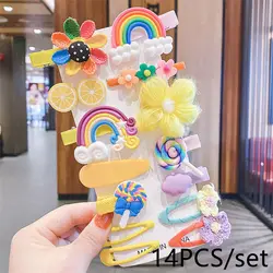 14 pcs/set Cute Child Barrettes Kid Hairgrips Hair Clip Accessories Gift Set Girl Cartoon Pattern Hair Clip Set