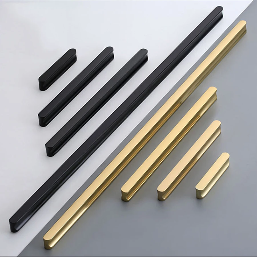 Черный современный скрытый дизайн спальни украшение для дома шкаф алюминиевый тянуть золотые черные медные Длинные ручки шкафа