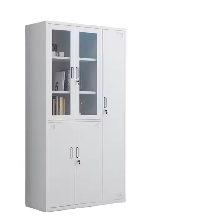 Modern 5-Door Glass Locker with Lock Steel Staff Dormitory Gym Wardrobe for Office Furniture Bedroom School Warehouse Hotel Use