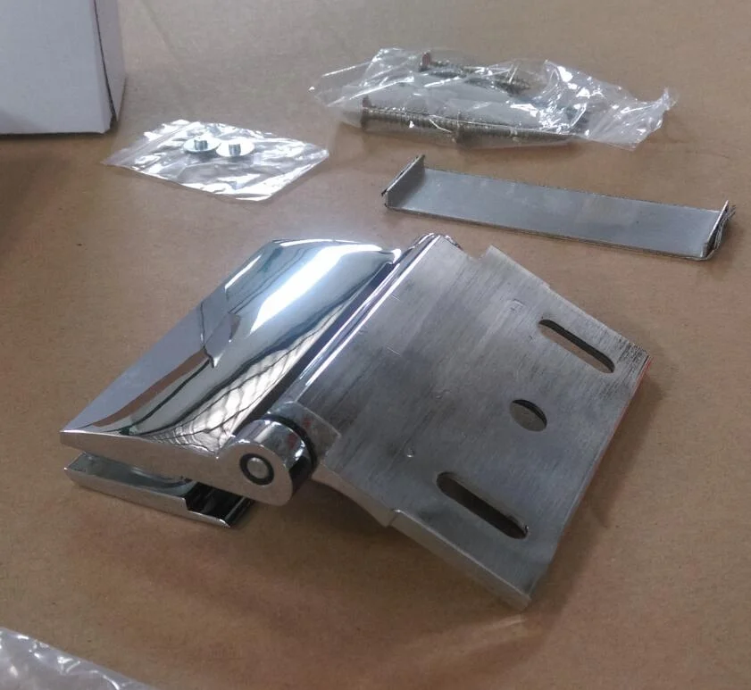 Bathroom door hardware B057 forged brass chrome wall to glass  shower door screen hinge with cover plate