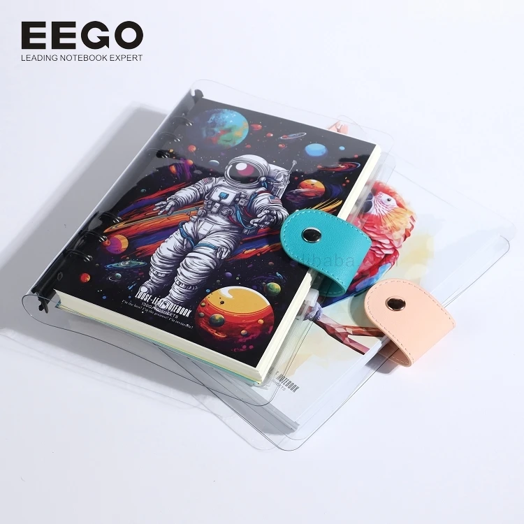 New White Clear Pvc Soft Cover Customised Wholesale Refillable Loose Leaf Journal 6 Ring Binder Gold A5 Notebook With Divider