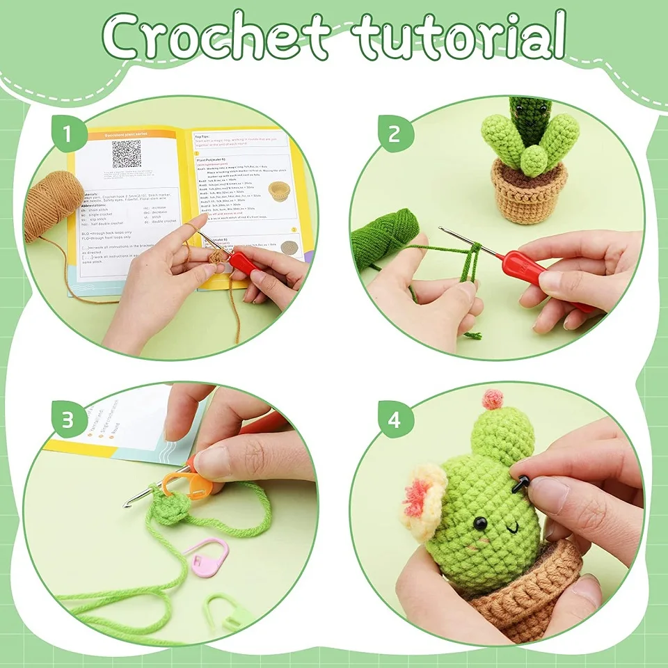 New hand woven beauty artificial crochet potted plant bouquet beginner crochet kit