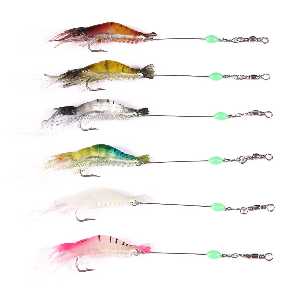 8CM 5.3G soft fishing lure soft shrimp shape Baits luminous Bait Shrimp kit carp squid fishing bait