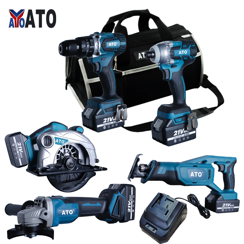 ATO  Power Tools N in one hotsale Soft Handle 3.0Ah 4.0Ah 5.0Ah 21V makita 20 piece combo kit