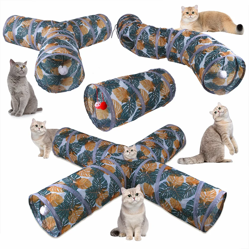 Kitty Tunnel Bored Cat Pet Peek Hole Toy Ball Pet Tunnel Tube Cat Toys Collapsible Cat Tunnels for Indoor