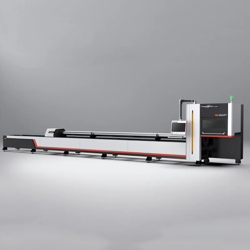 6024 Tube pipe fiber laser cutting machine 3000 w front chuck back chuck economical  for square tube Huamai