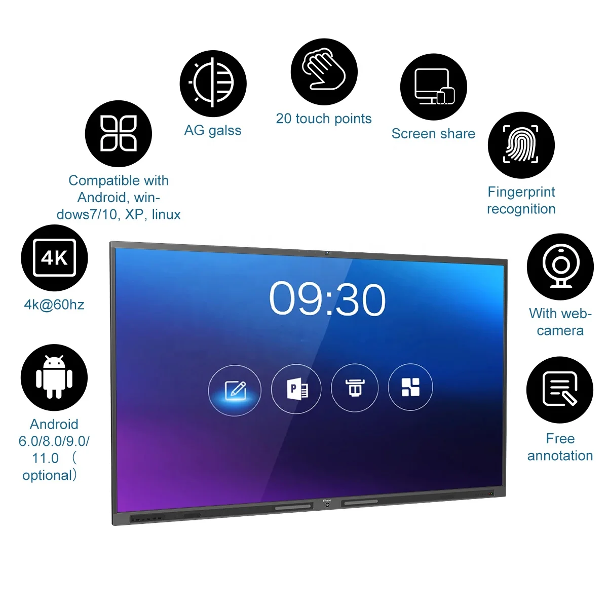 Stboard Android 11 0 75 'мультитач Интерактивные ИК Эми ЖК-телевизор больших размеров с плоской панелью Smart Board сенсорный экран