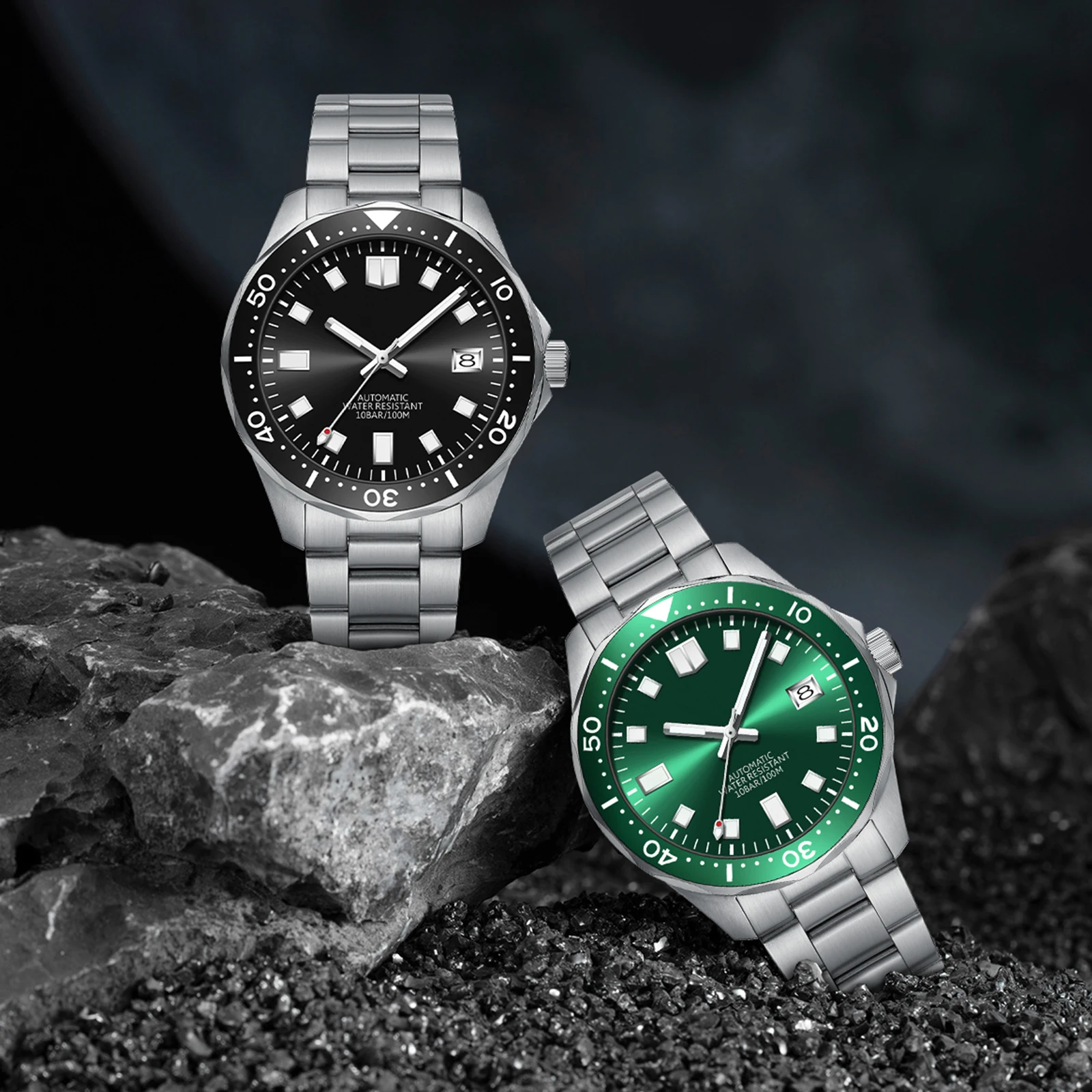 High Quality No Brand Man Stainless Steel 100M Waterproof Mechanical Fashion Watch