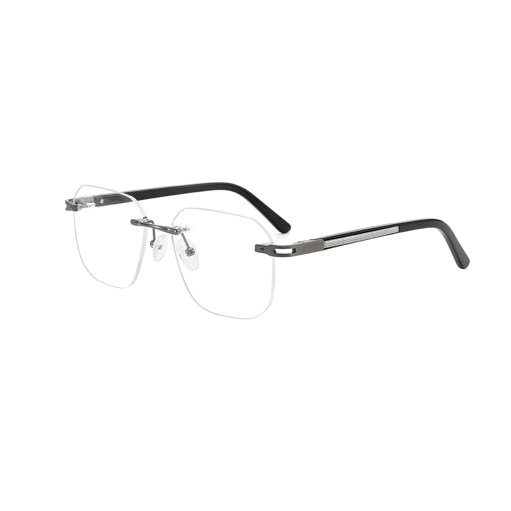 New Rimless Stainless Optical Glasses Metal Rimless Eyewear Square Gold Frames for Men Women