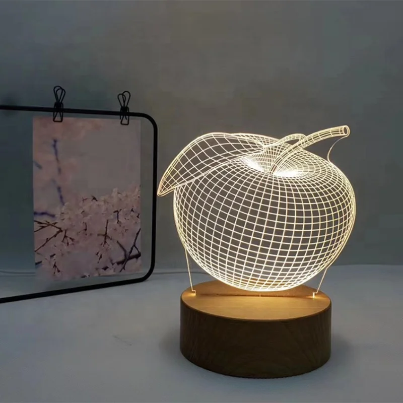 Acrylic Round 3d Led Moon Battery Powered Wooden Night Light Base For Lamp