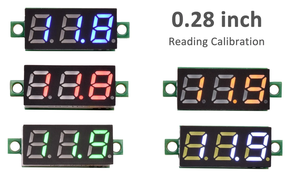 DC 0-100V Three-Wire Mini 0.28inch Digital Voltmeter Voltage Meter Gauge with Reverse Polarity Protection Digital Voltage Tester