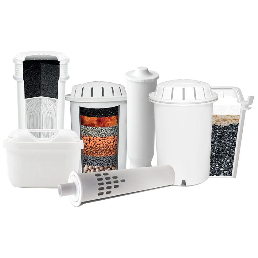 Replaceable water filter, replaceable tank filter and dispenser filter to reduce TDS, chlorine, rust