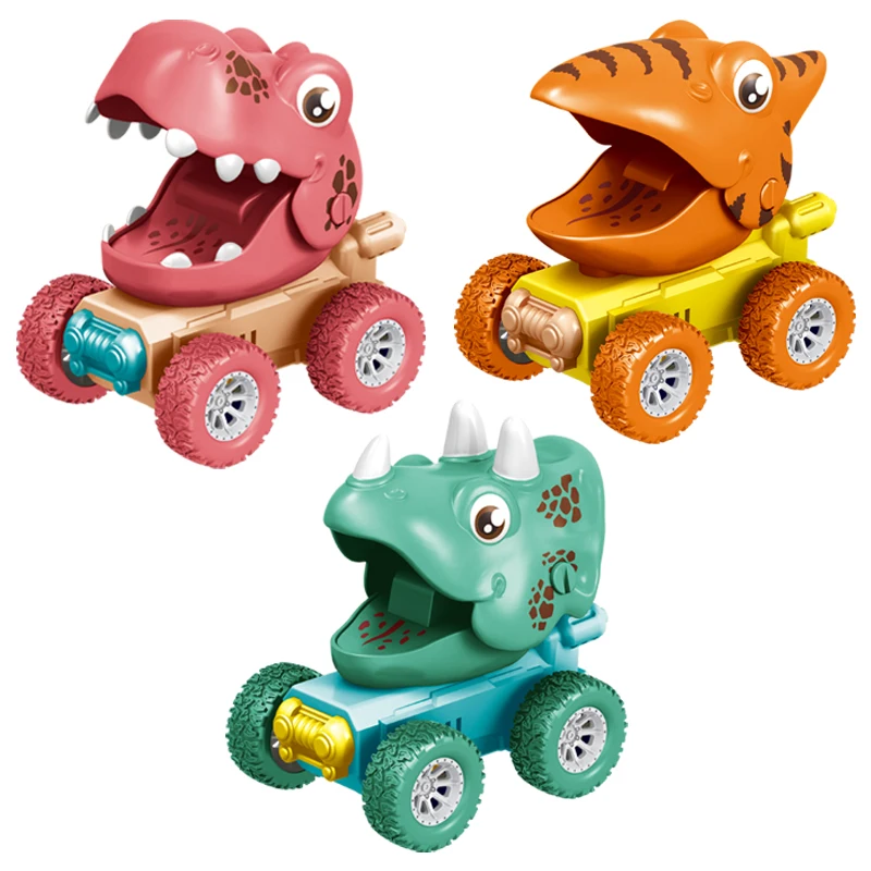 Promotional Cheap Toy Cartoon Animal Toys Press Dinosaur Toy Cars Vehicle Press And Run Dinosaur Car For Promotional