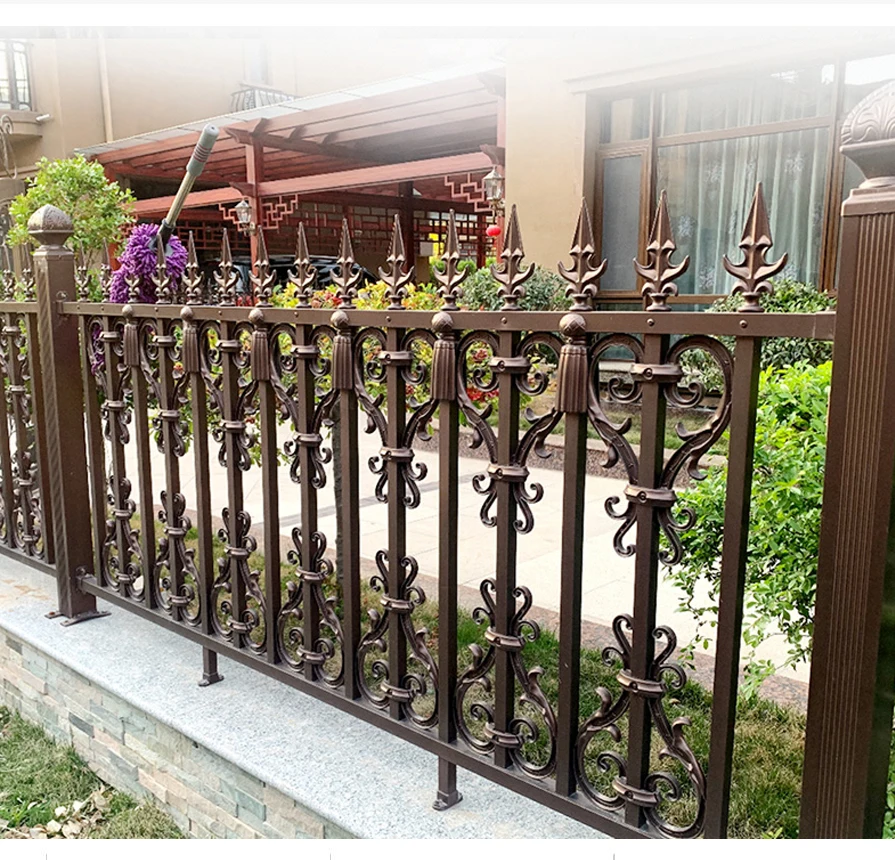 cheap road privacy outdoor black steel garden clear wrought iron fence panels galvanized steel forged for sale