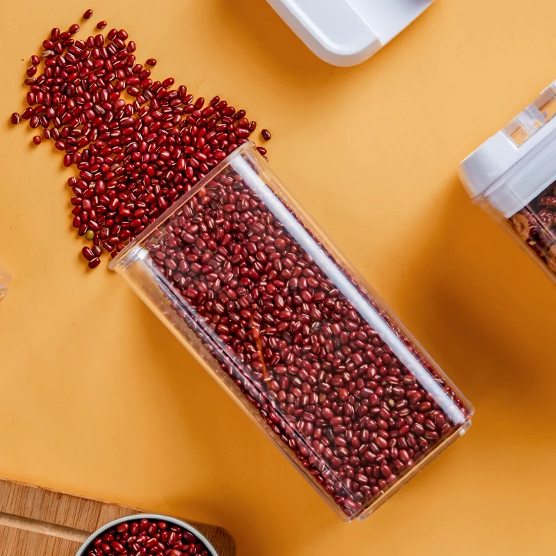 BPA Free PS Plastic Material Transparent Airtight Canister Food Storage Container For Milk Powder Spicy Cereal Snack Nuts Pasta