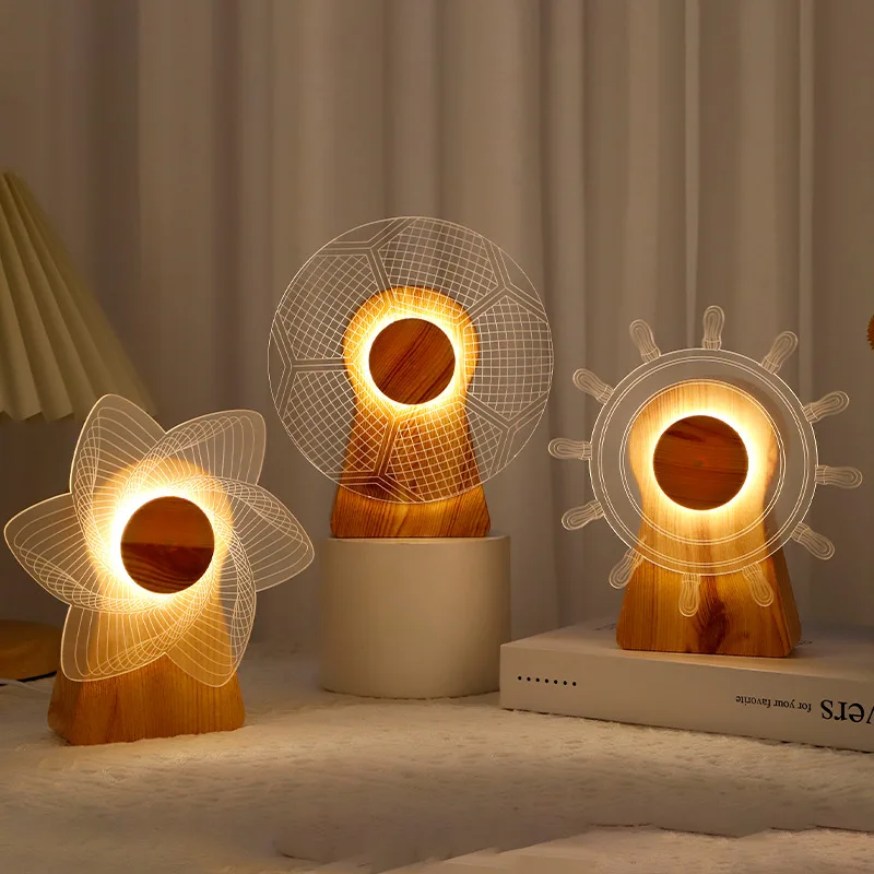 Creative USB Plug-In Rotating Windmill Night Light Simple Desk Bedside Lamp Atmosphere Feature Students Home Use Made Plastic