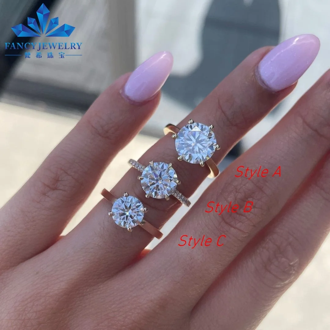 Fancy jewelry 2CT solitaire moissanite stone Rings 9K 10K 14K 18K gold rings anniversary wedding diamond engagement men ring