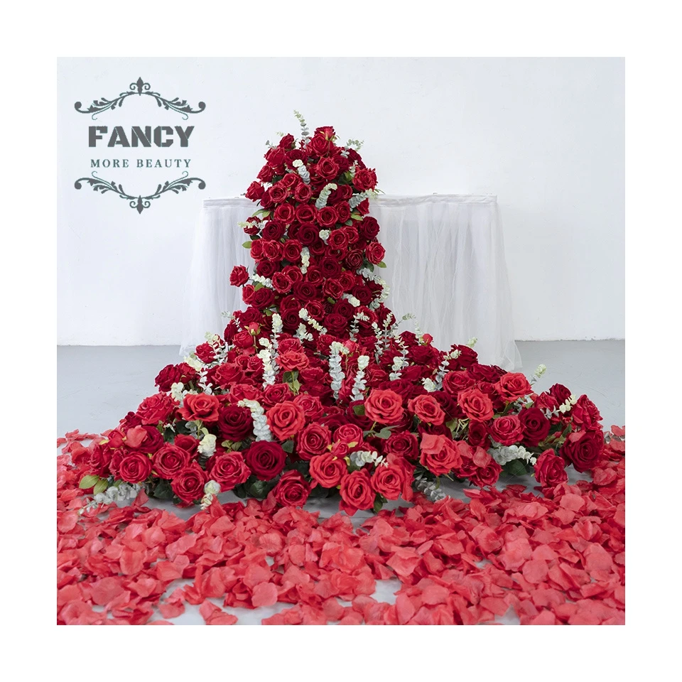 Artificial wholesale flowers table runner Table Flower Arrangements for wedding Floral Table Runners