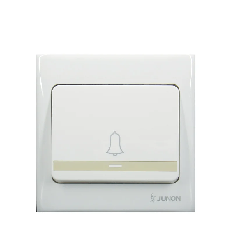JUNON Hot Sell Switch Socket 3A Big button Door Bell with fluorescent light Electric Wall Switch